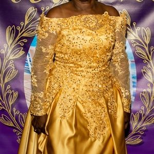 Gold evening gown